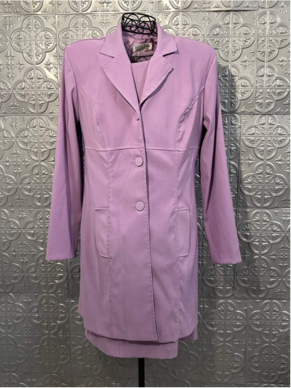 Alyn Paige Business Women's Vintage 1990s Pastel Purple Dress set blazer Suit